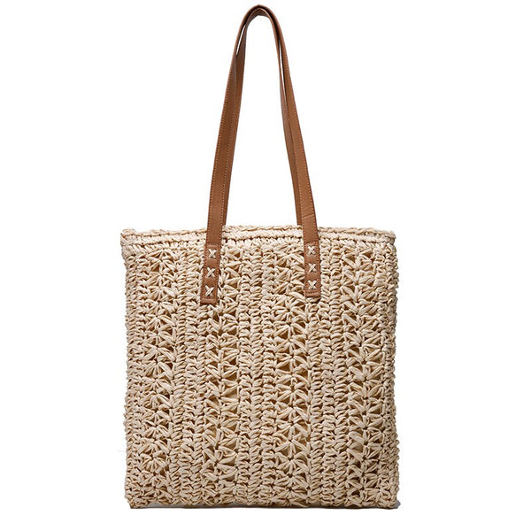Stylish Hand-Woven Straw Beach Shoulder Bag