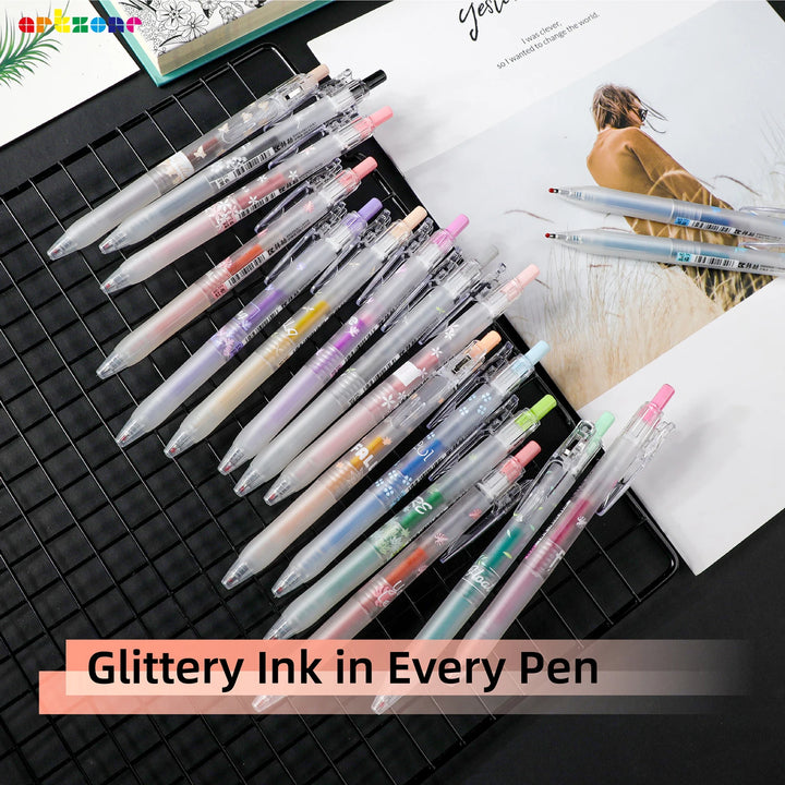 Glitter Gel Pens Set - 16 Assorted Pastel Colors - Sangria PensSangria Pens