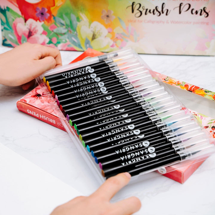 Real Watercolor Brush Pens - Set of 20 - Sangria PensSangria Pens