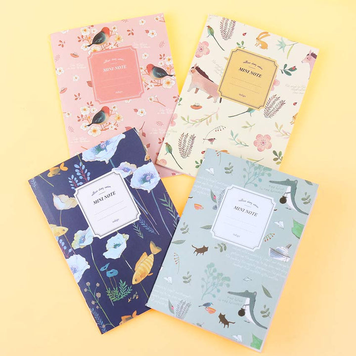 4-Piece Kawaii Animal and Floral Mini Notebook Set - Sangria PensSangria Pens