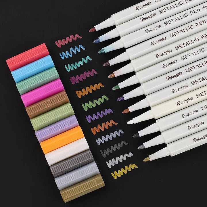 12 Colors Metallic Marker Pen Set - Sangria PensSangria Pens